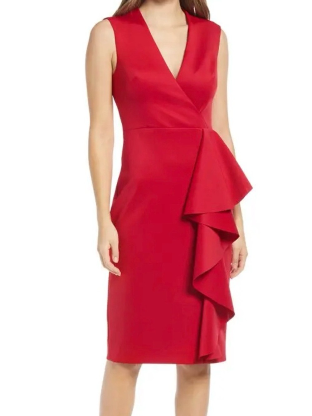 Eliza J Ruffle Sleeveless Body-Con Cocktail Dress Size 6 NWT